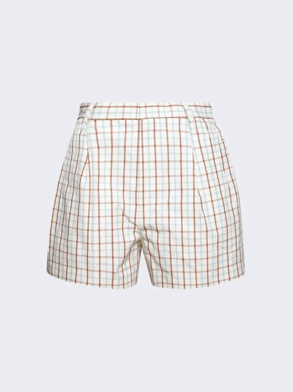 NEW VICTORIA BECKHAM women's pleated high-waist shorts in multi/check